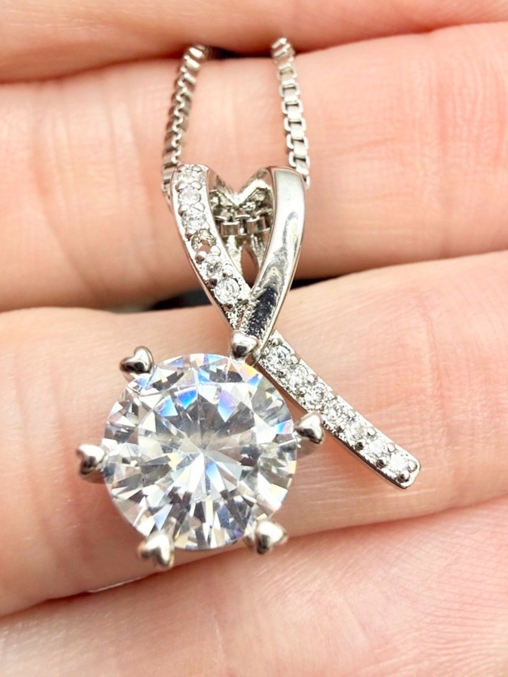 Moissanite, diamond pendant, sterling silver necklace new solitaire heart